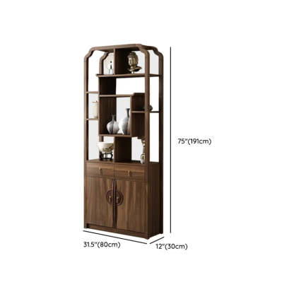 Vintage Open Brown Rubberwood Curio Cabinet
