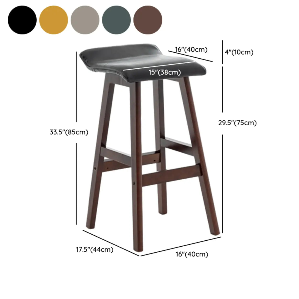 Saddle Faux Leather Low-Back Wood Bar Stool