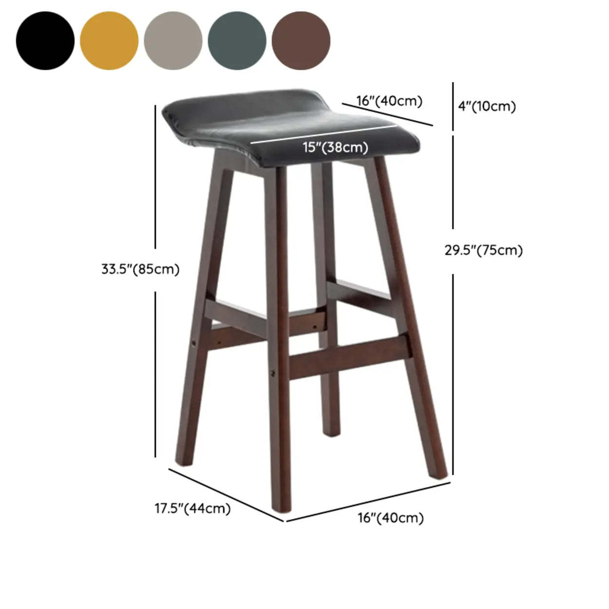 Saddle Faux Leather Low-Back Wood Bar Stool