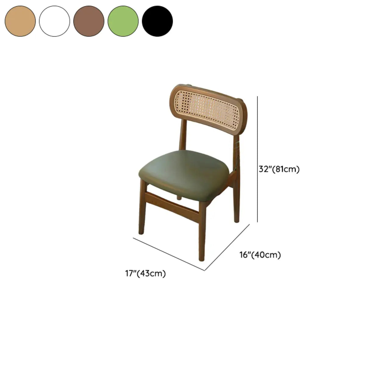Scandinavian Rattan Open-Back Cushioned Dining Chair