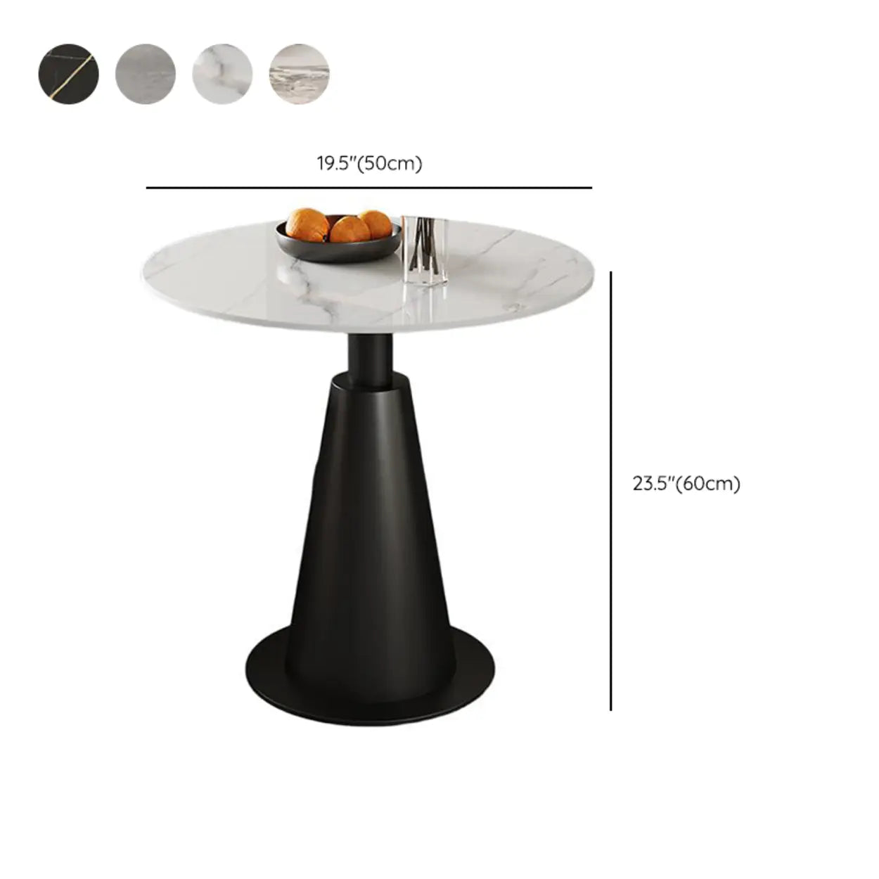Sintered Stone Circular Pedestal Chairside Table — Black / Pandora