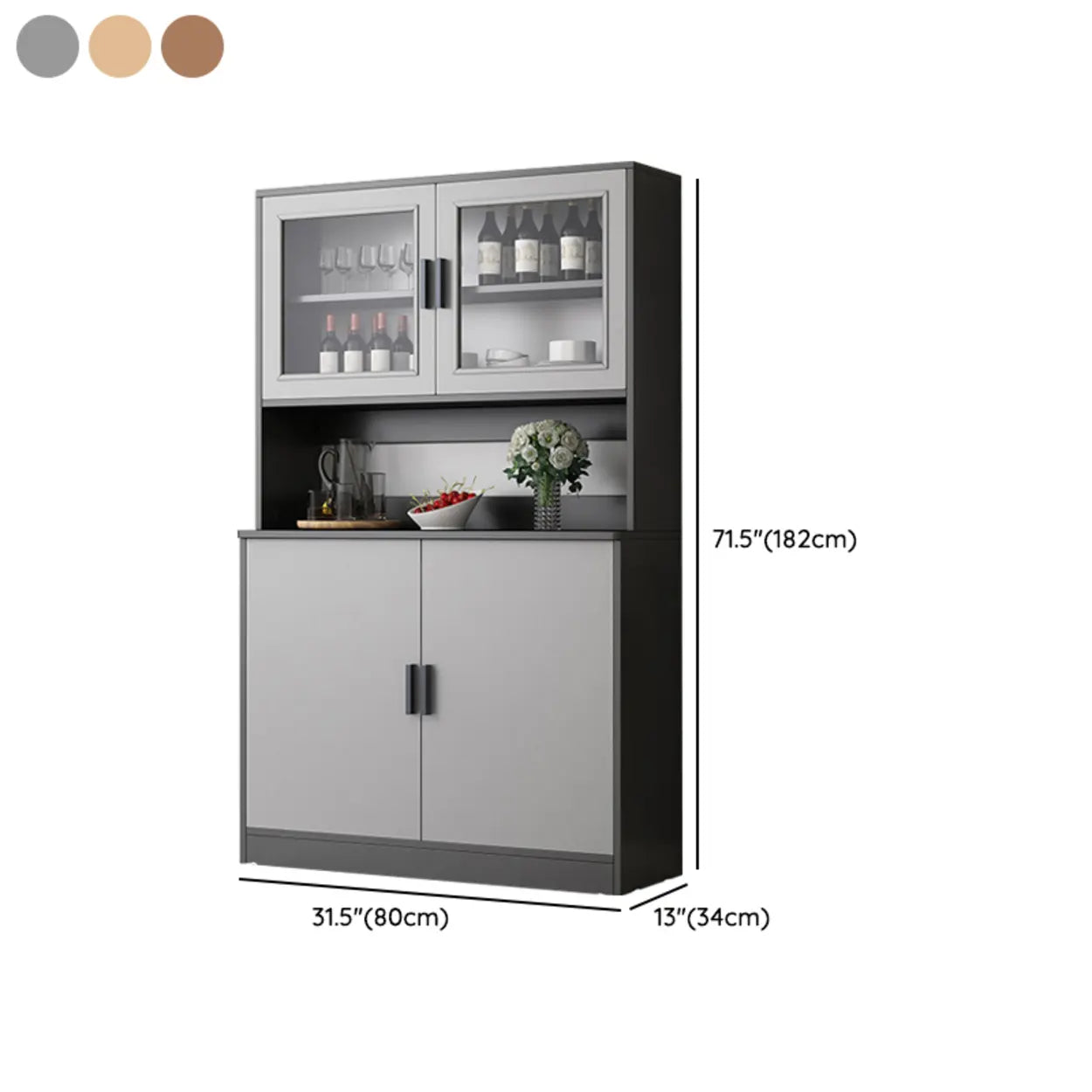 Classic Brown Wood Rectangular Wine Cabinet