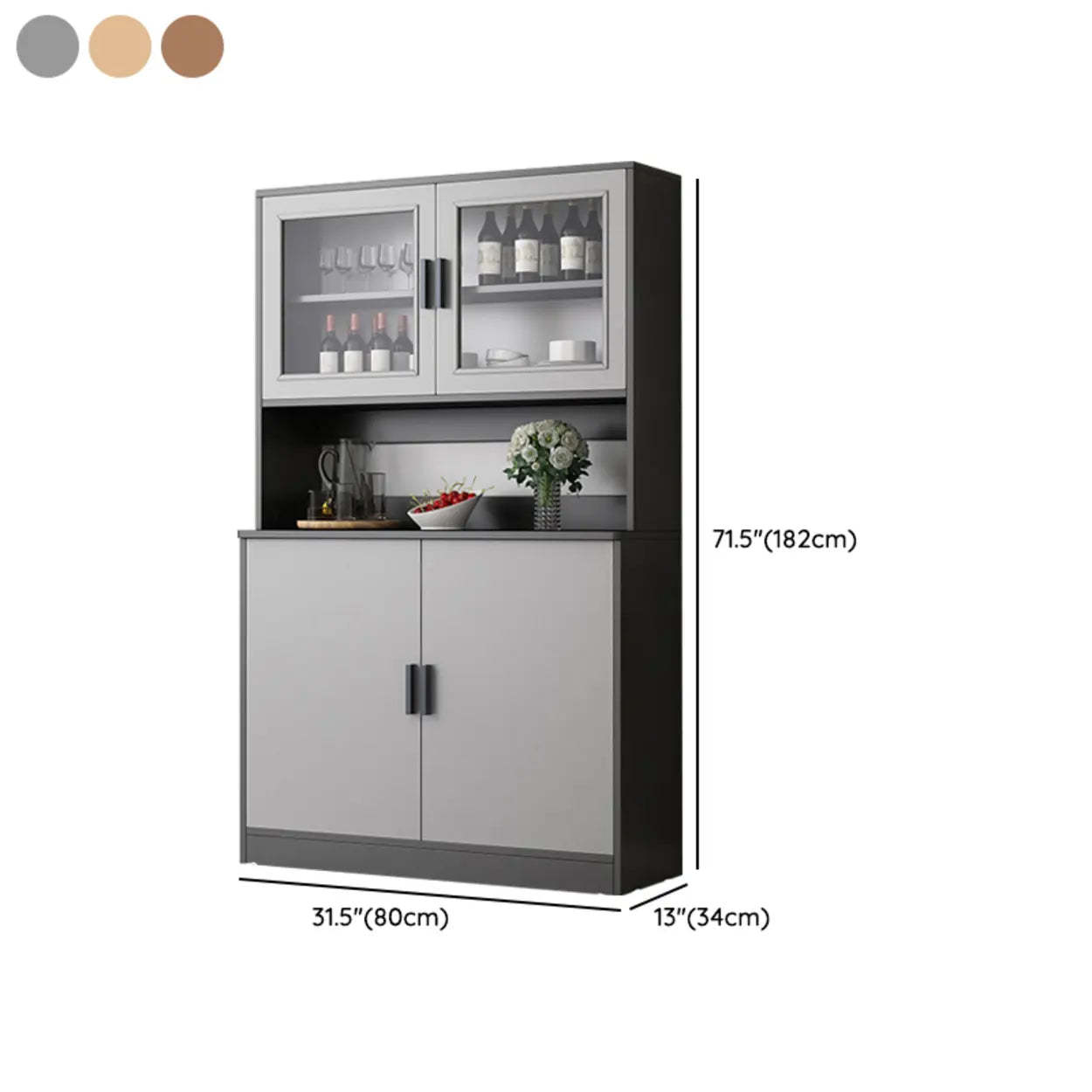 Classic Brown Wood Rectangular Wine Cabinet