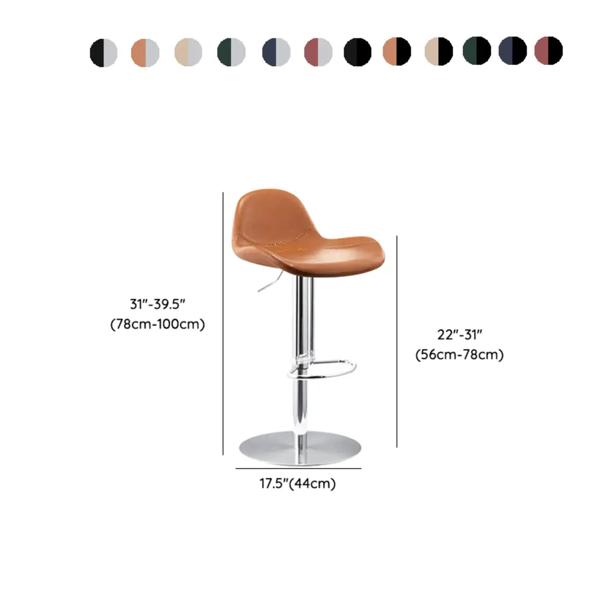 Swivel Leather Low Back Bar Stool with Footrest