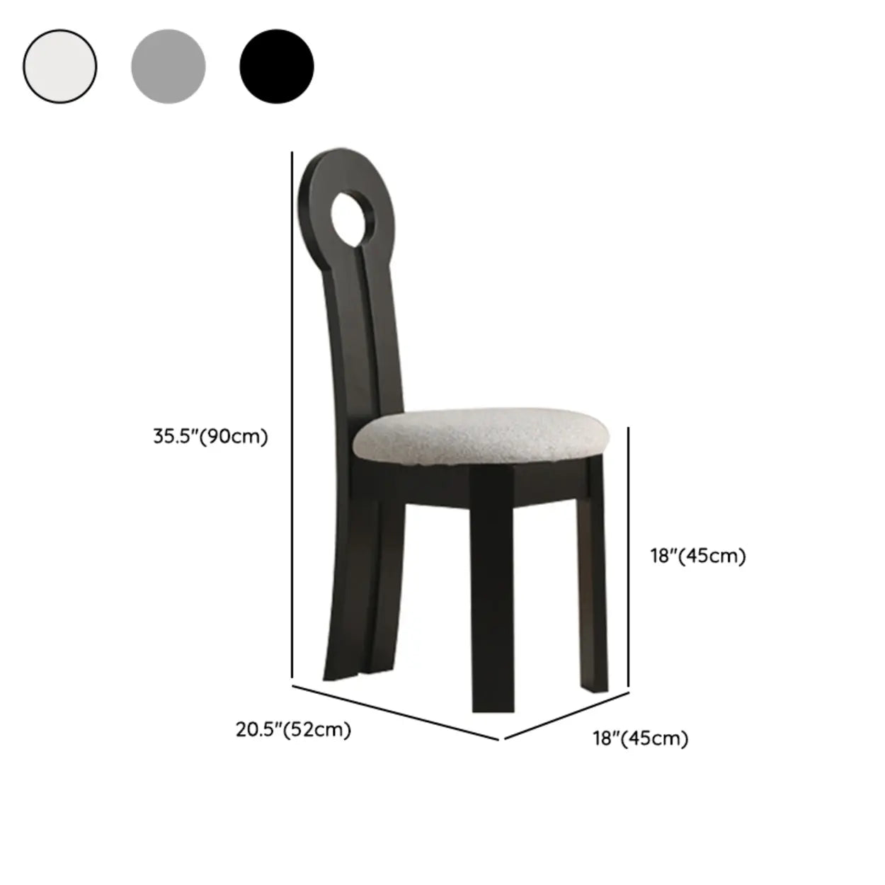 Black Key Slat Back Sherpa Curved Wood Dining Chair