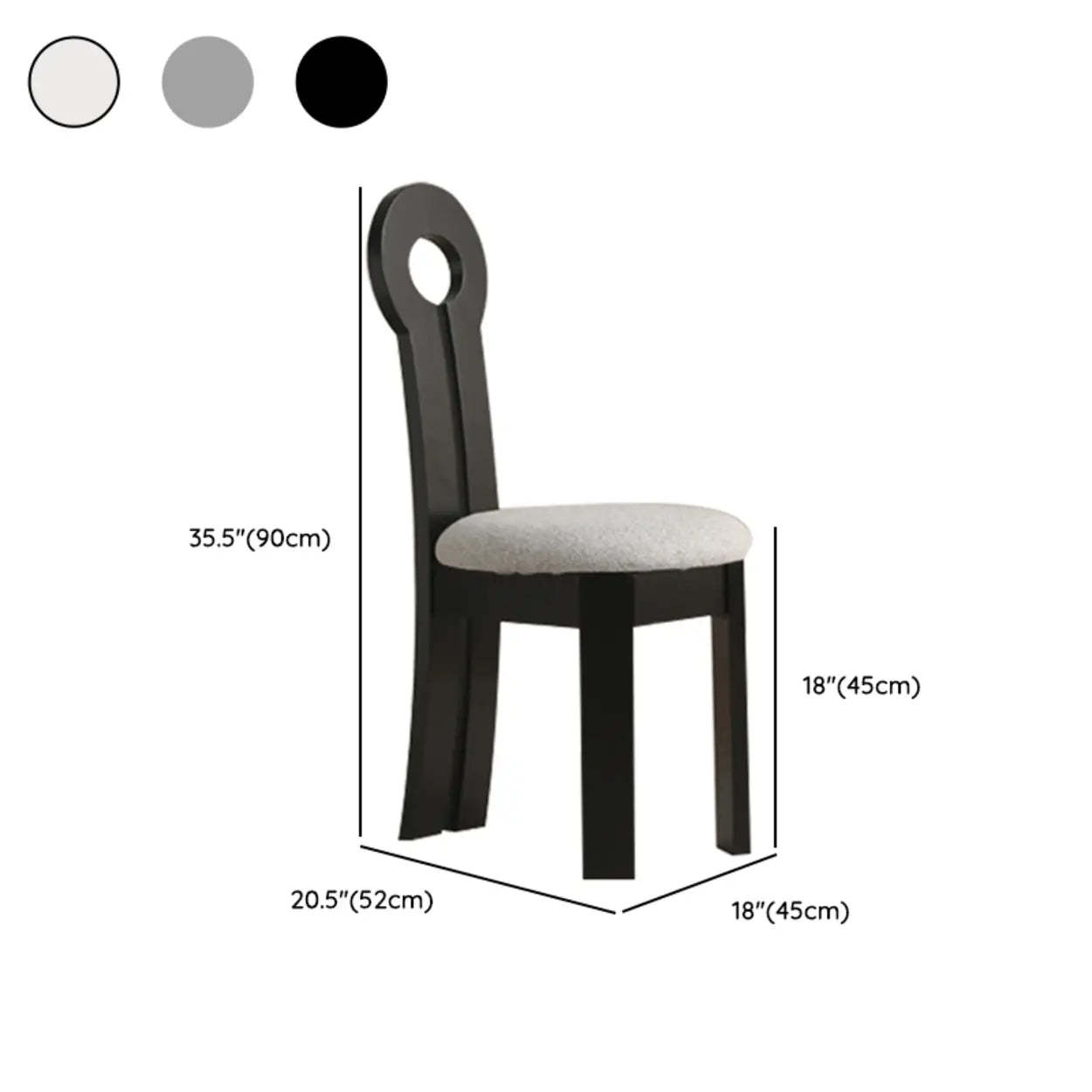 Black Key Slat Back Sherpa Curved Wood Dining Chair