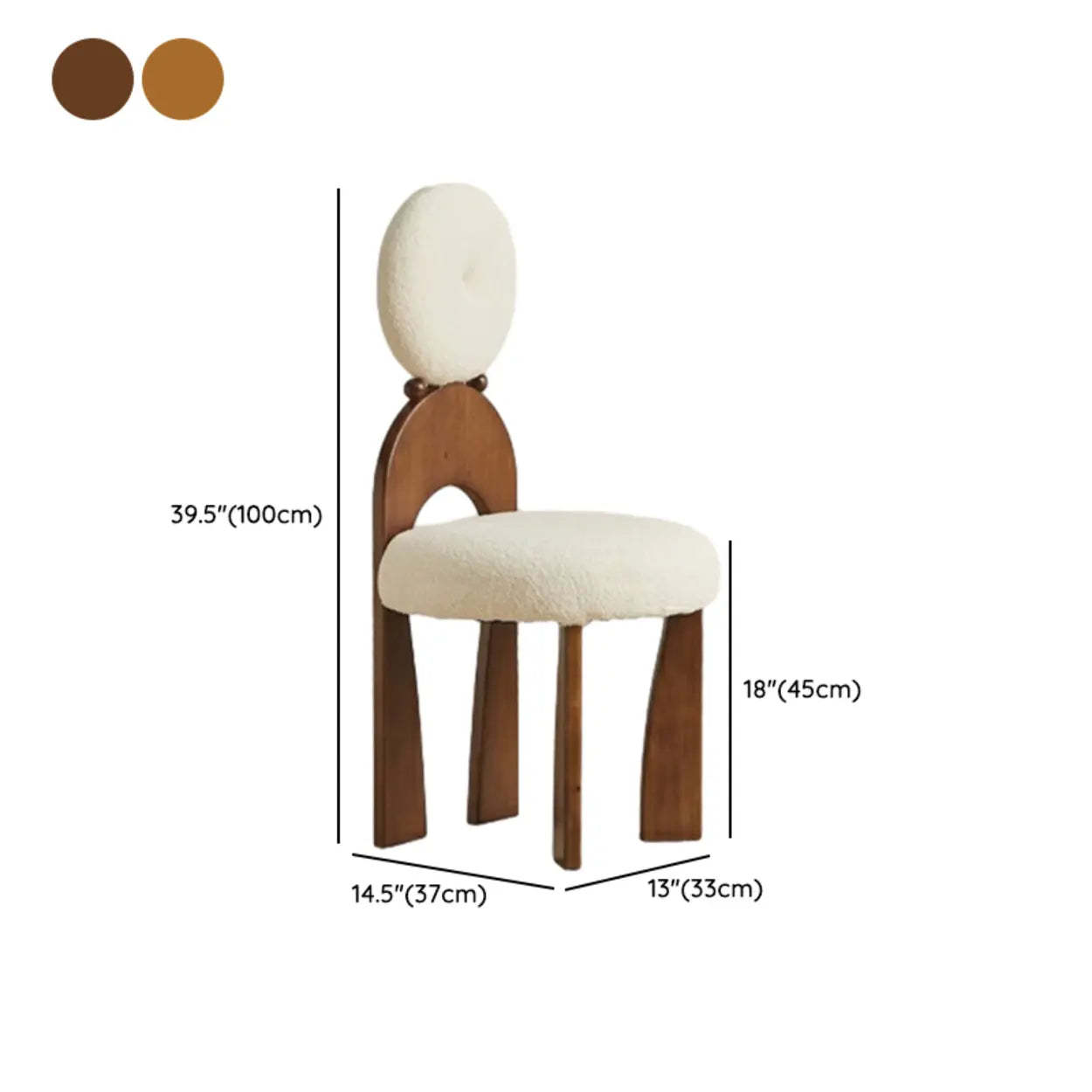 White Round Wood King Louis Velvet Dining Chair