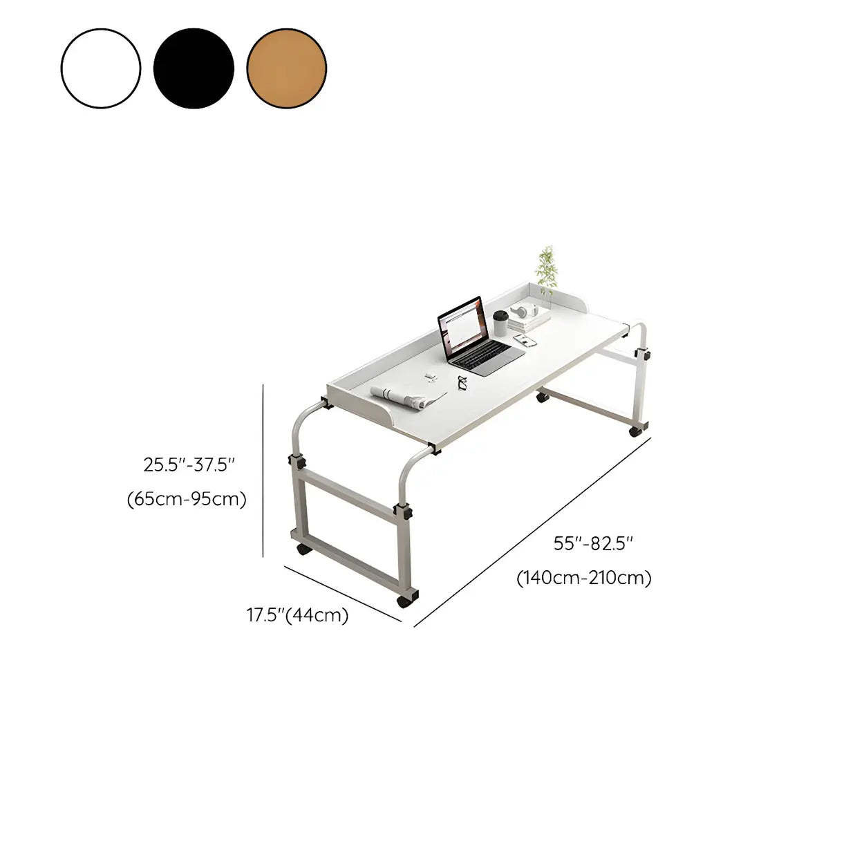 Over-Bed Adjustable Wood Writing Desk with Wheels