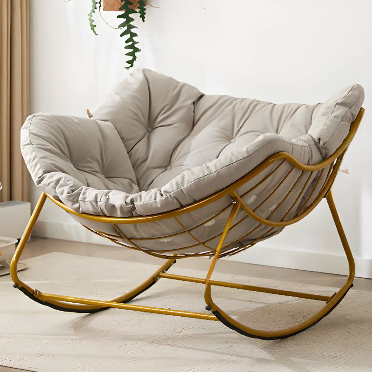 Dark Blue Waterproof Tufted Rocking Chair