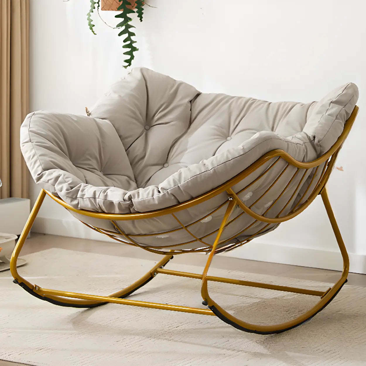 Dark Blue Waterproof Tufted Rocking Chair