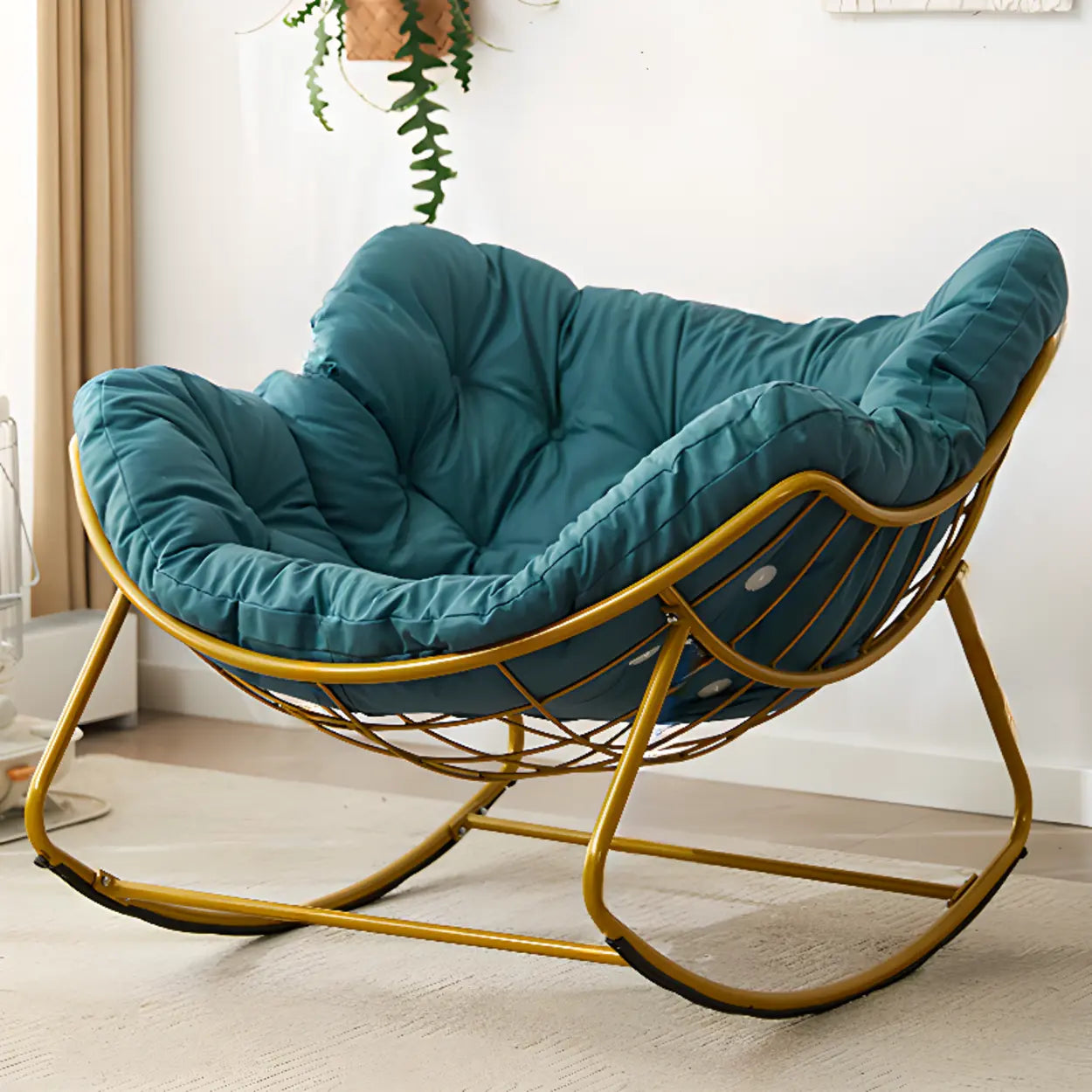 Dark Blue Waterproof Tufted Rocking Chair