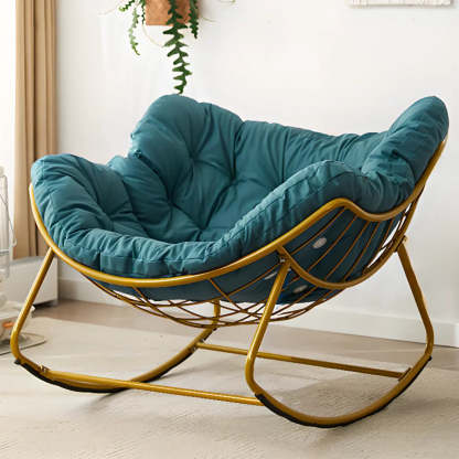 Dark Blue Waterproof Tufted Rocking Chair