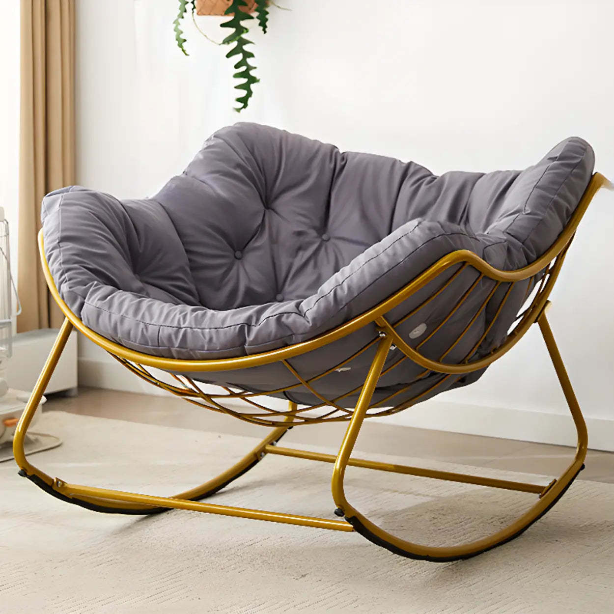 Dark Blue Waterproof Tufted Rocking Chair