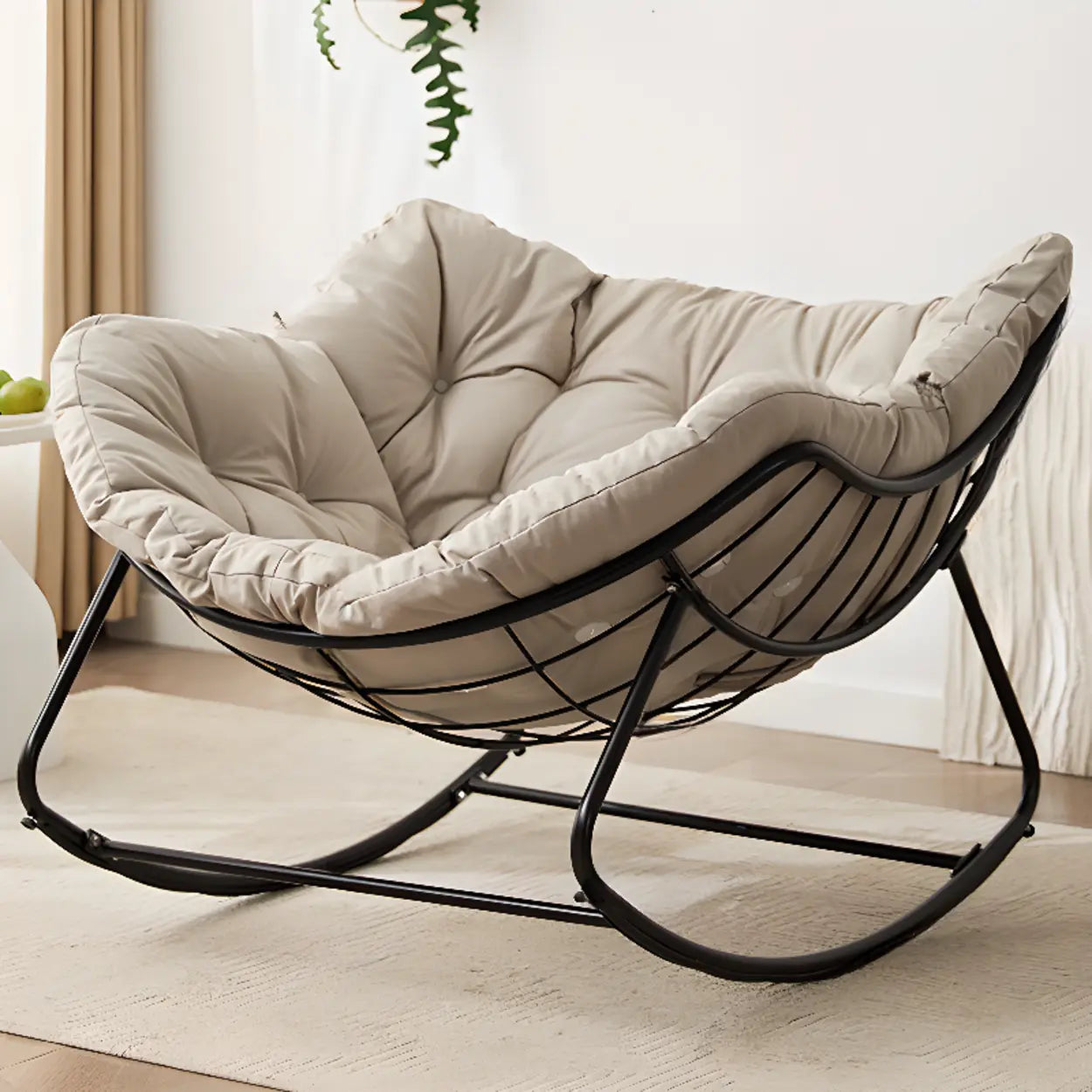 Dark Blue Waterproof Tufted Rocking Chair — Orange / Black