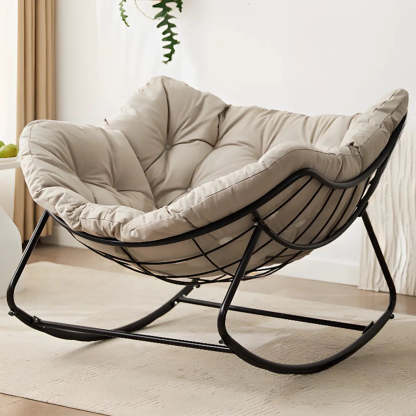 Dark Blue Waterproof Tufted Rocking Chair — Orange / Black