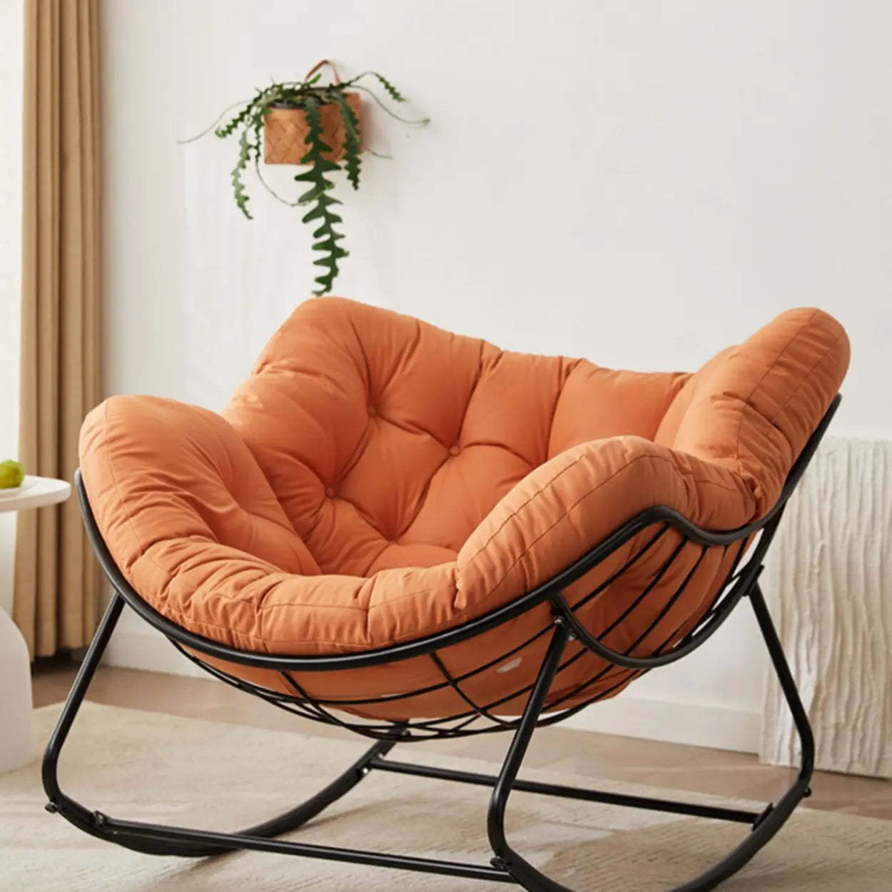 Dark Blue Waterproof Tufted Rocking Chair — Orange / Gold