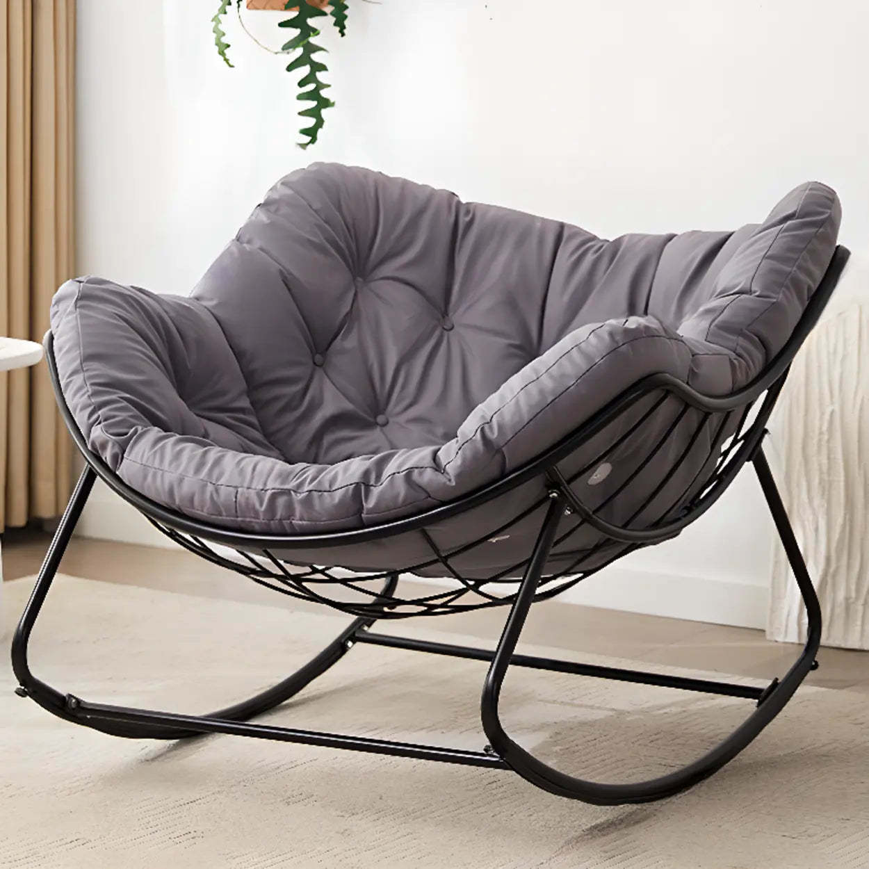 Lighom luxury dark tufted blue rocking chairs — Sky Blue / Black