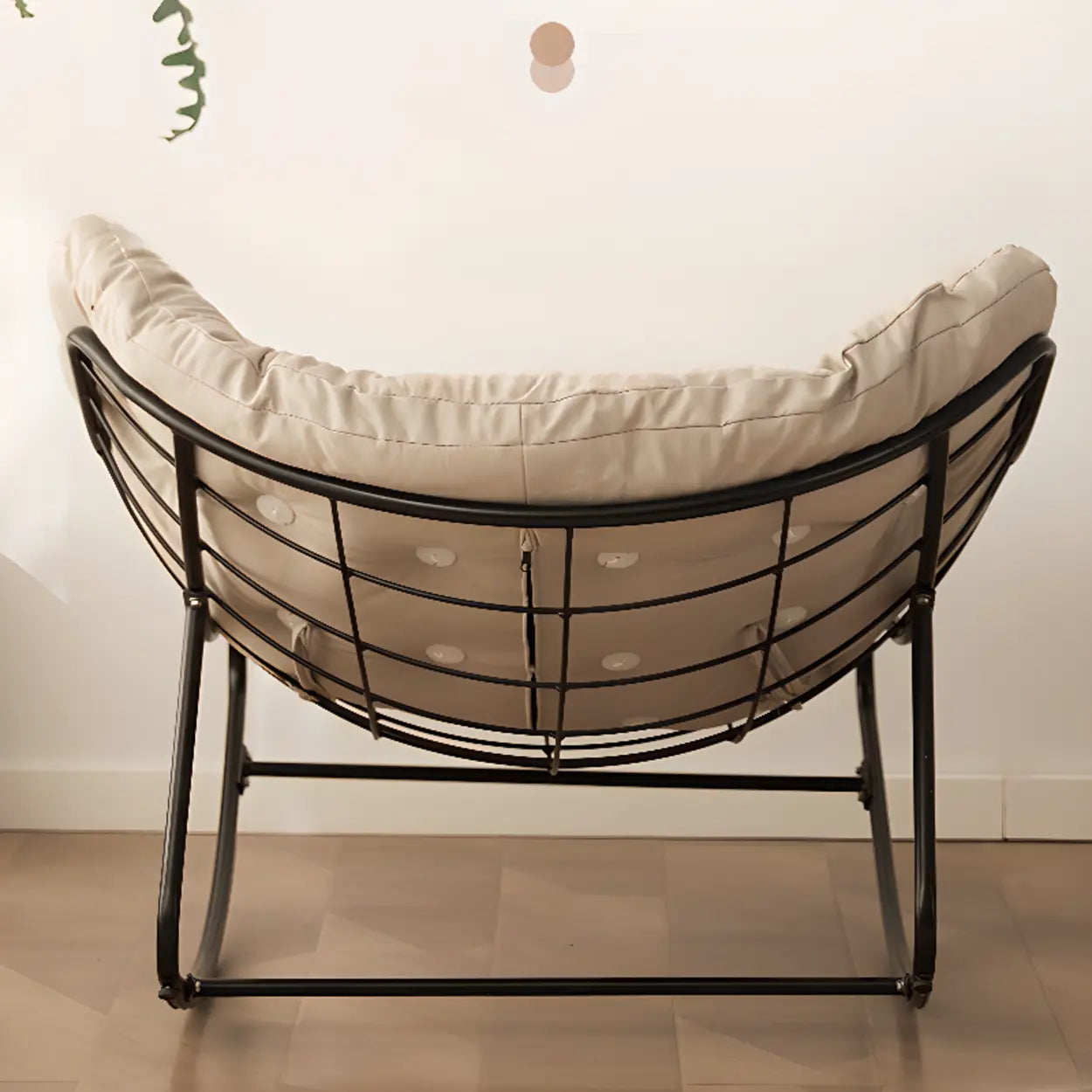 Dark Blue Waterproof Tufted Rocking Chair — Grey / Gold