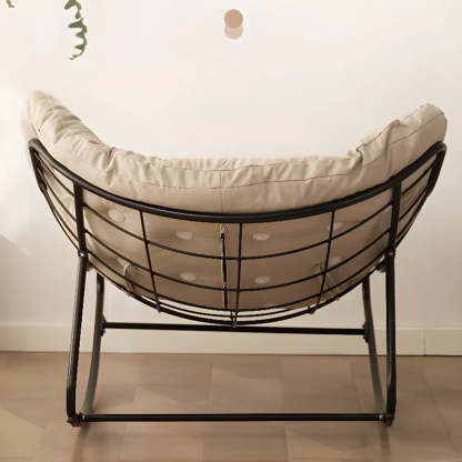 Dark Blue Waterproof Tufted Rocking Chair — Grey / Gold