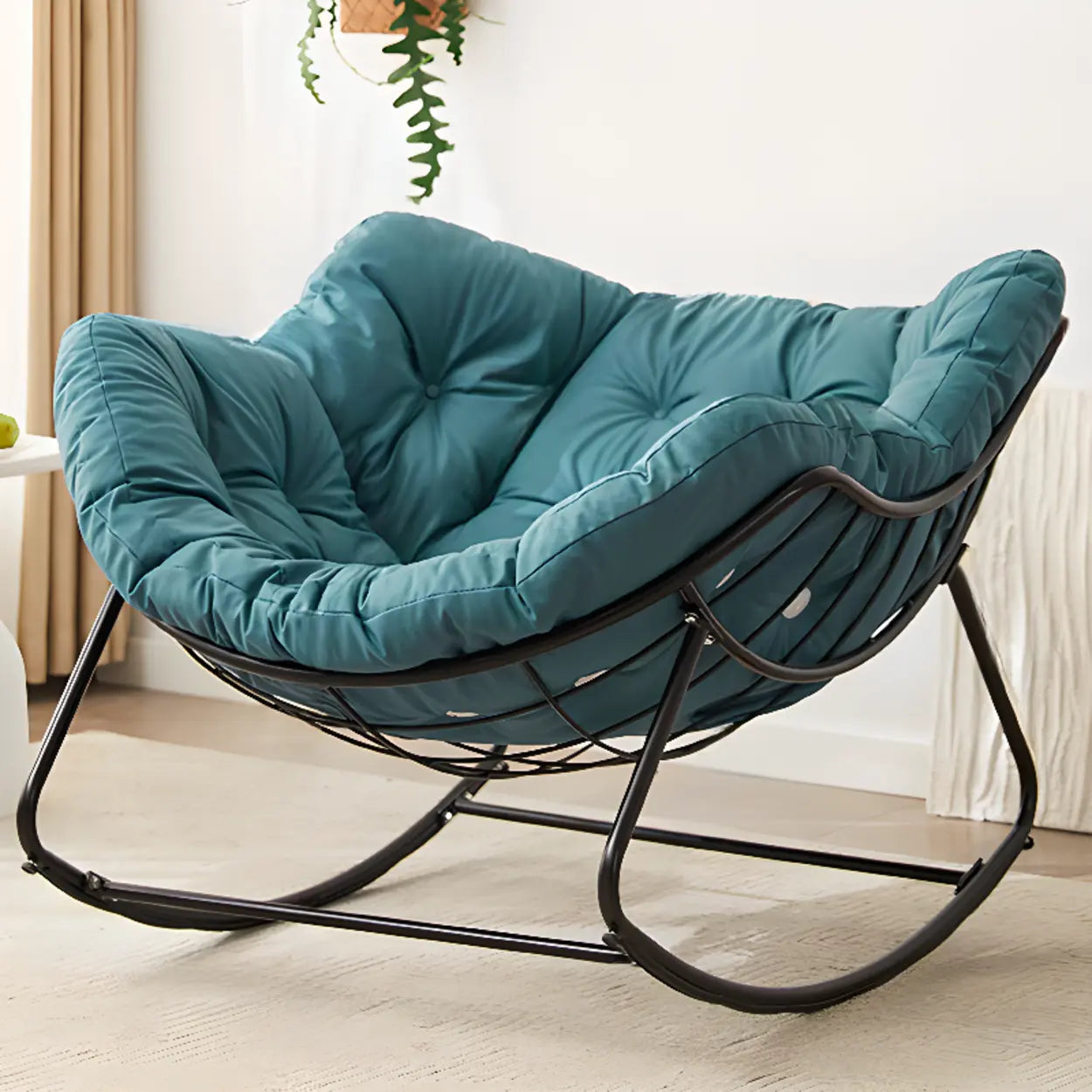 Dark Blue Waterproof Tufted Rocking Chair — Dark Blue / Black