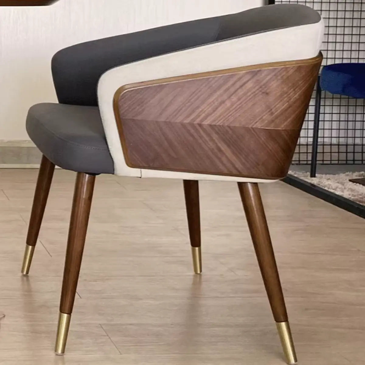 Dark Gray-Beige Four Leg Arm Chair