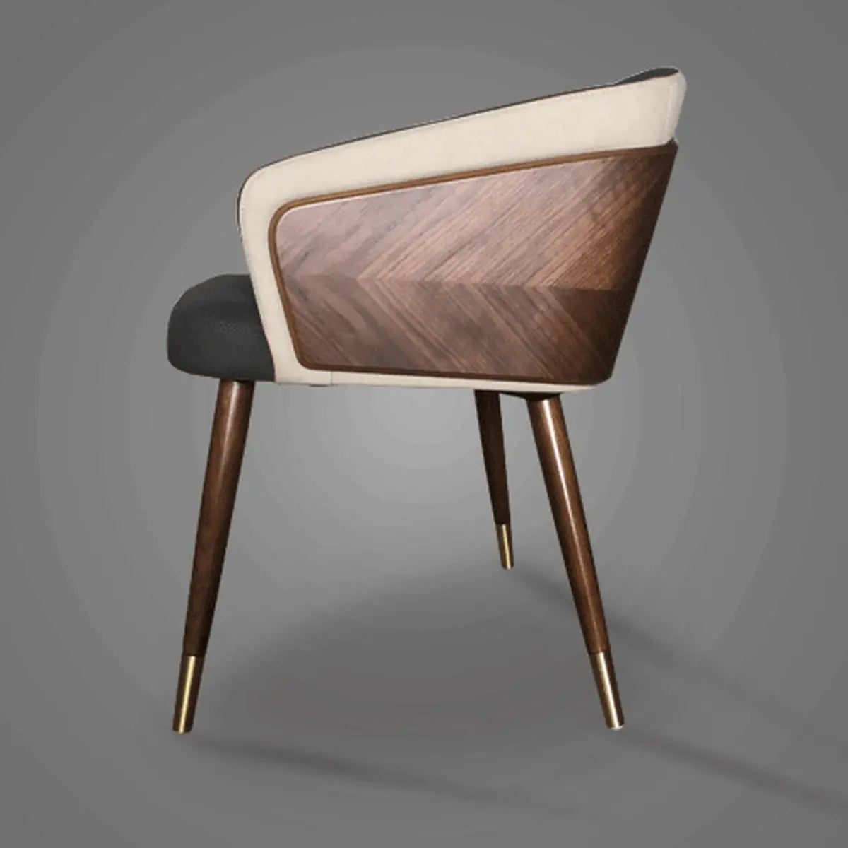 Dark Gray-Beige Four Leg Arm Chair