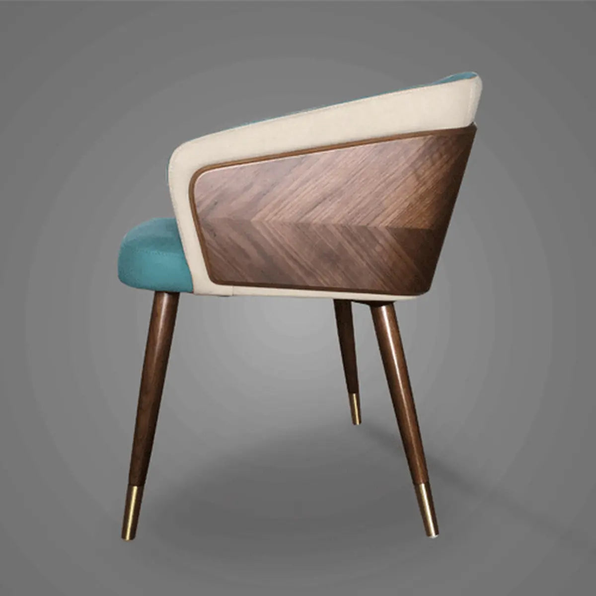 Dark Gray-Beige Four Leg Arm Chair — Orange/ Beige / Tech Cloth
