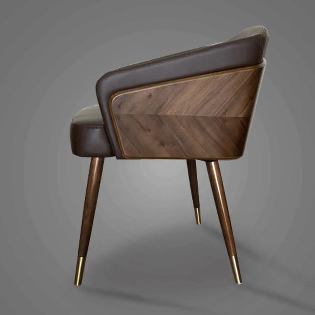 Dark Gray-Beige Four Leg Arm Chair