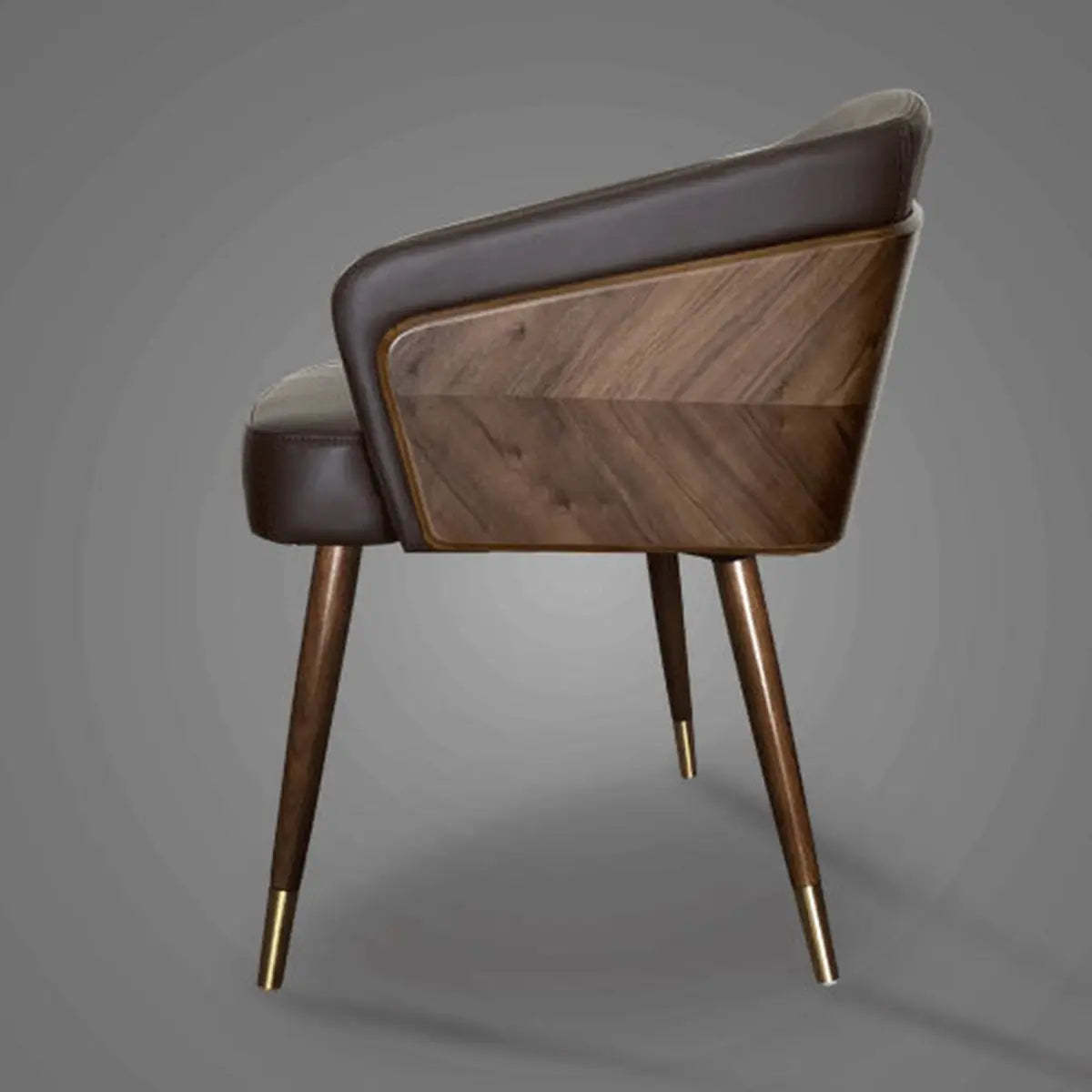 Dark Gray-Beige Four Leg Arm Chair