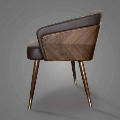 Dark Gray-Beige Four Leg Arm Chair