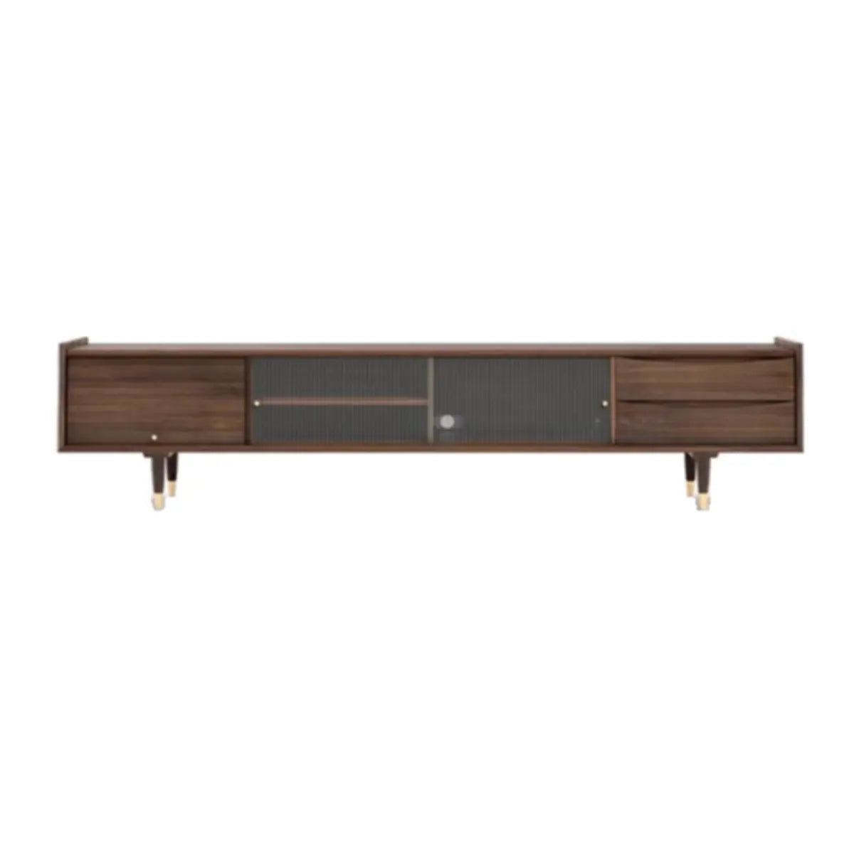 Dark Walnut Wood Drawer Shelf Cabinet TV Stand — Dark Walnut