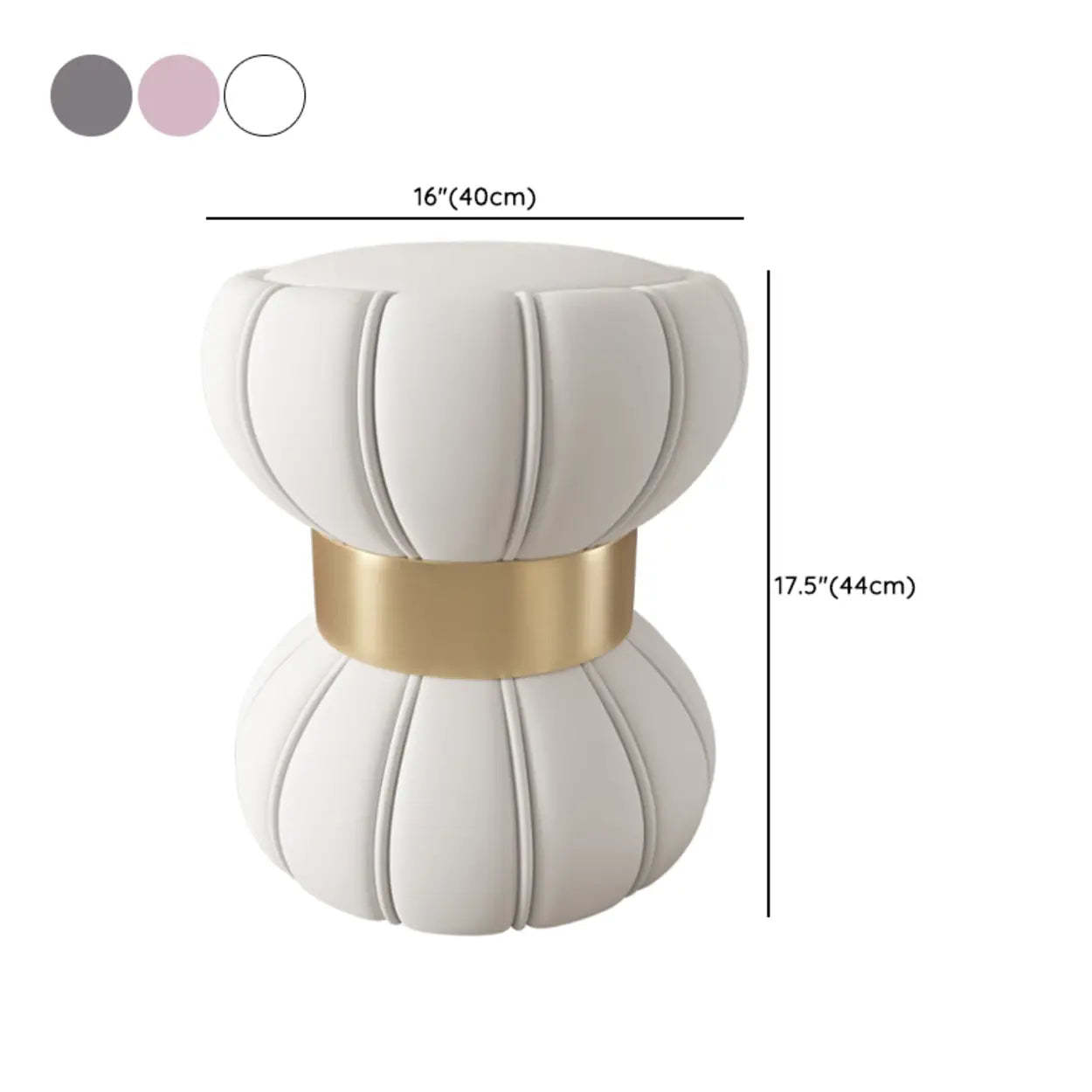 White Drum Velvet Upholstered Vanity Stool