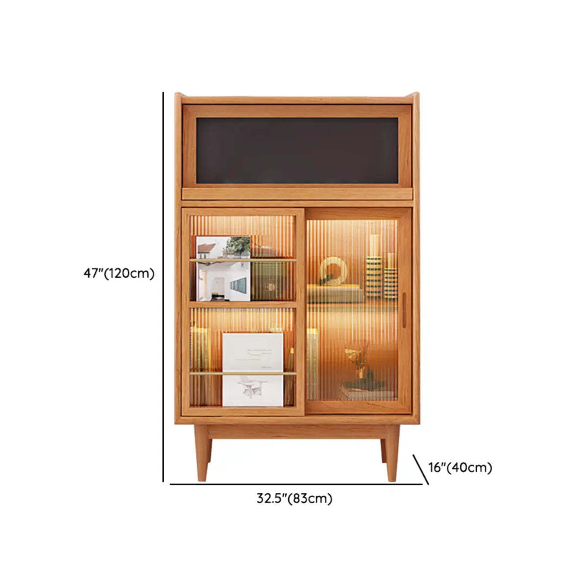 Nordic Brown Rattan Wood China Cabinet