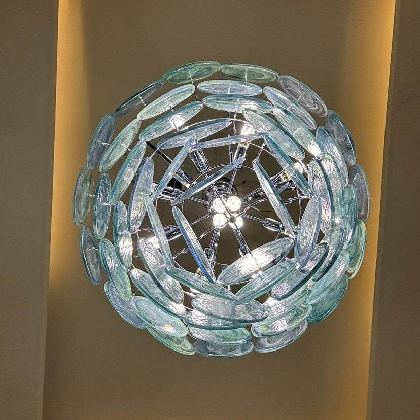 French Flower Iron Glass Chandelier