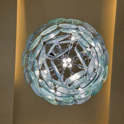 French Flower Iron Glass Chandelier
