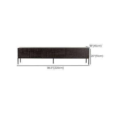 Elegant Black Wood Rectangle Carving TV Stand
