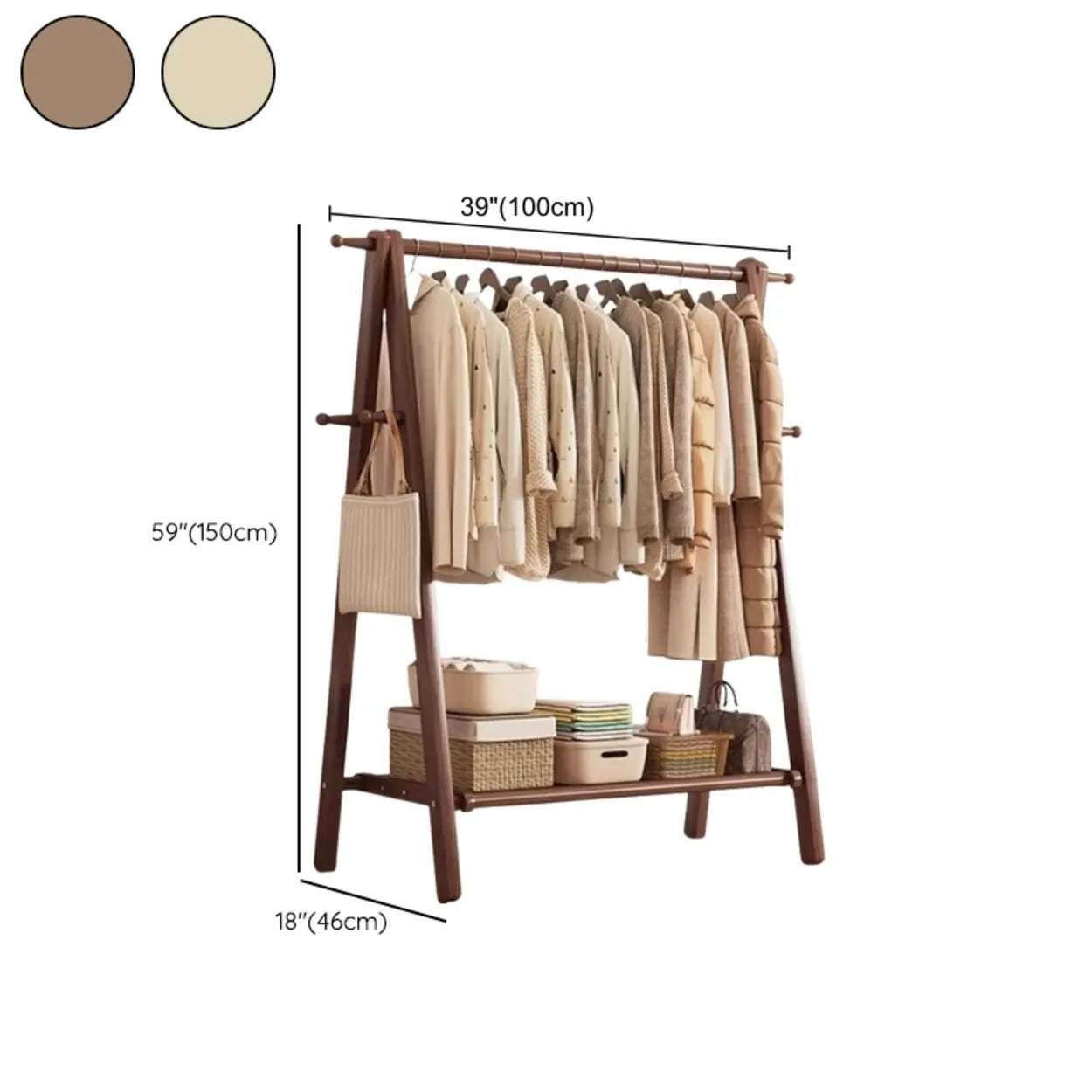 Foldable Beech Coat Rack with Hooks