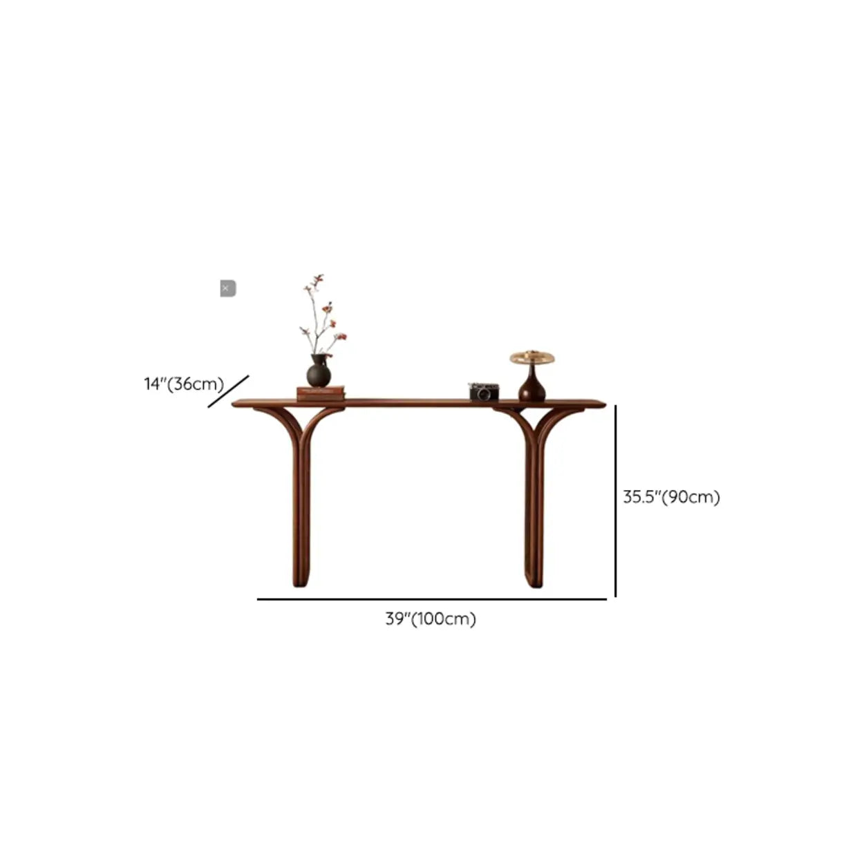 Traditional Brown Wood Rectangular Console Table