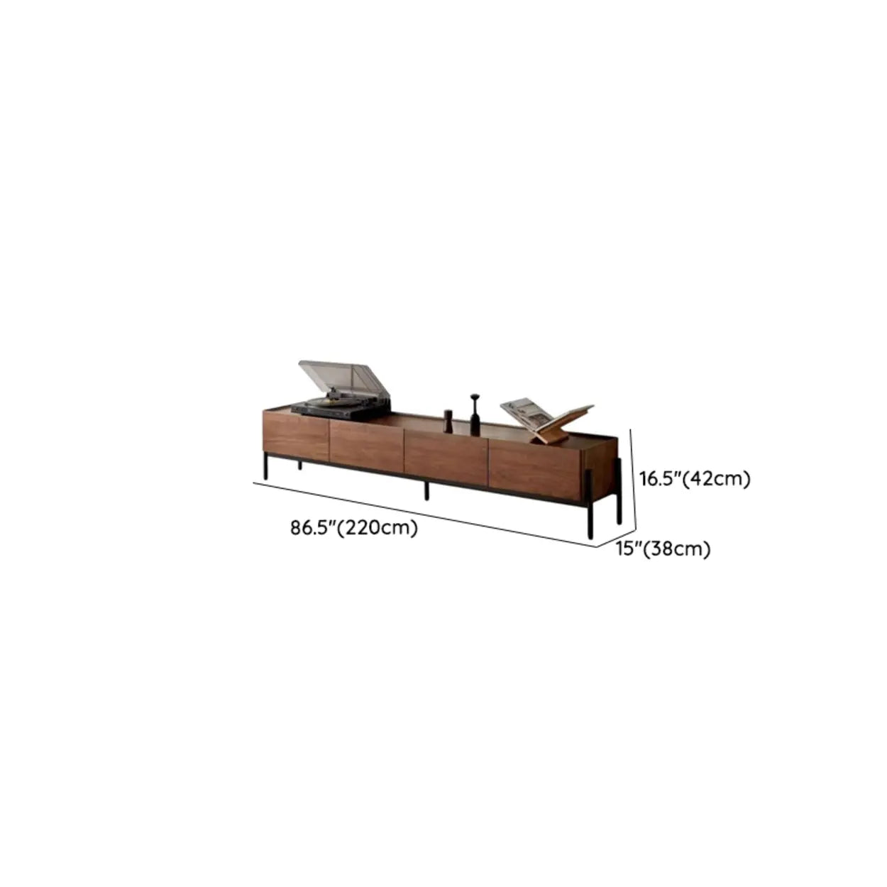 Scandinavian Walnut Sideboard TV Stand with Drawers
