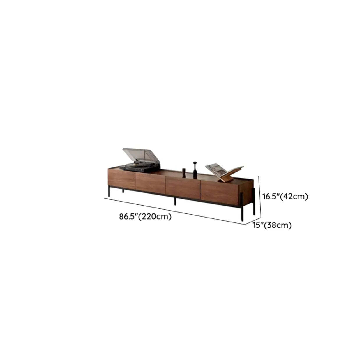 Scandinavian Walnut Sideboard TV Stand with Drawers