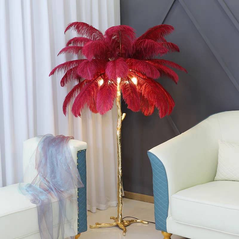O'Moore Nordic Luxury Unique Ostrich Feather Floor Lamp/Table Lamp
