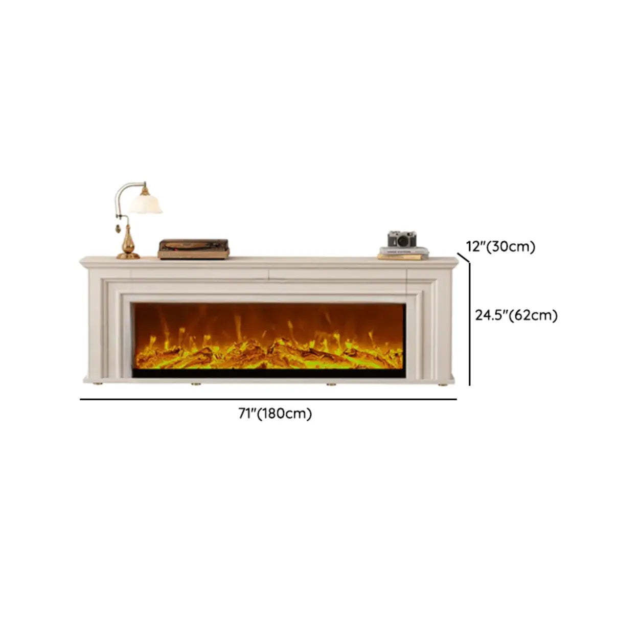 Modern White Electric Fireplace TV Stand with LED Flames