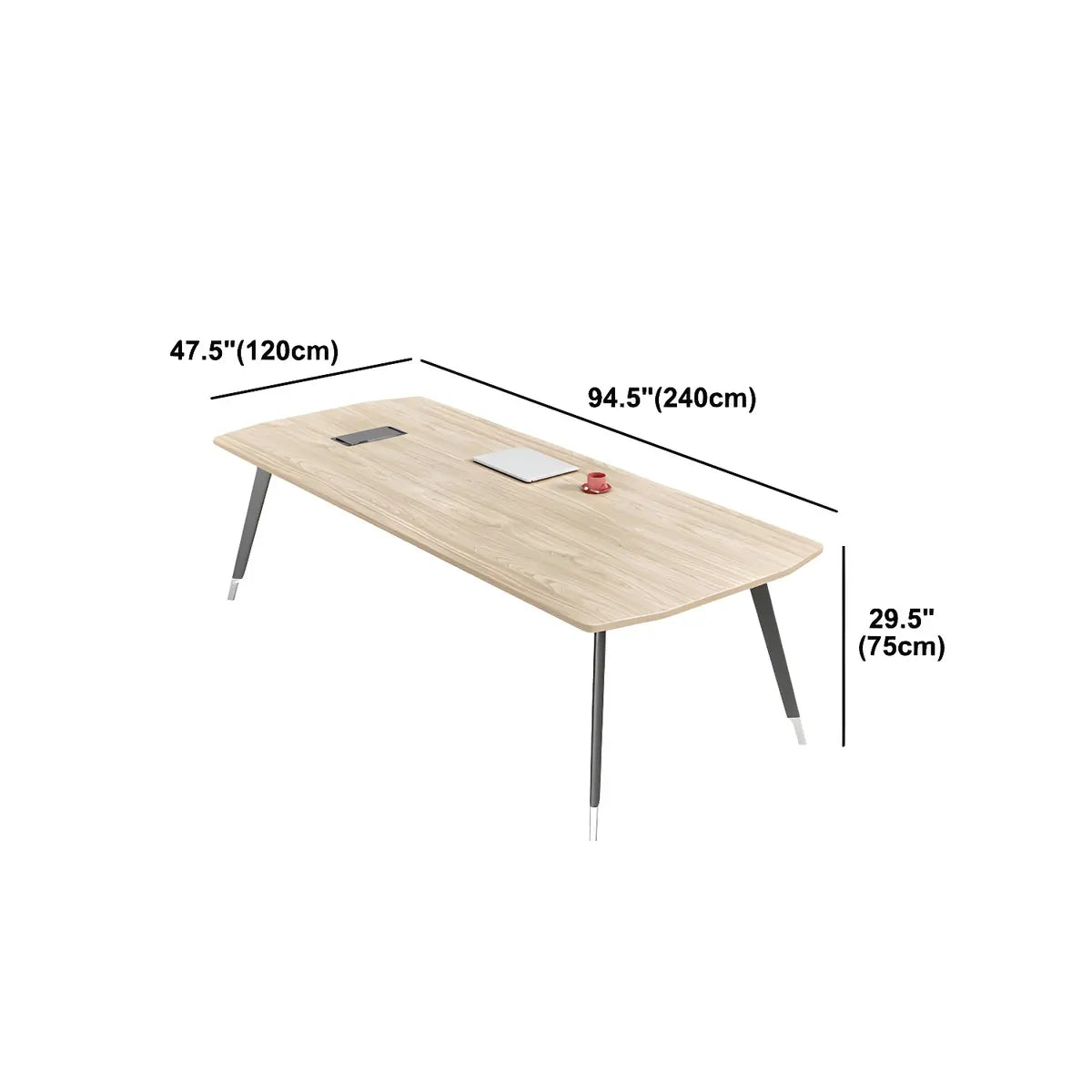 Industrial Natural Finish Curved Conference Desk for 10 #size