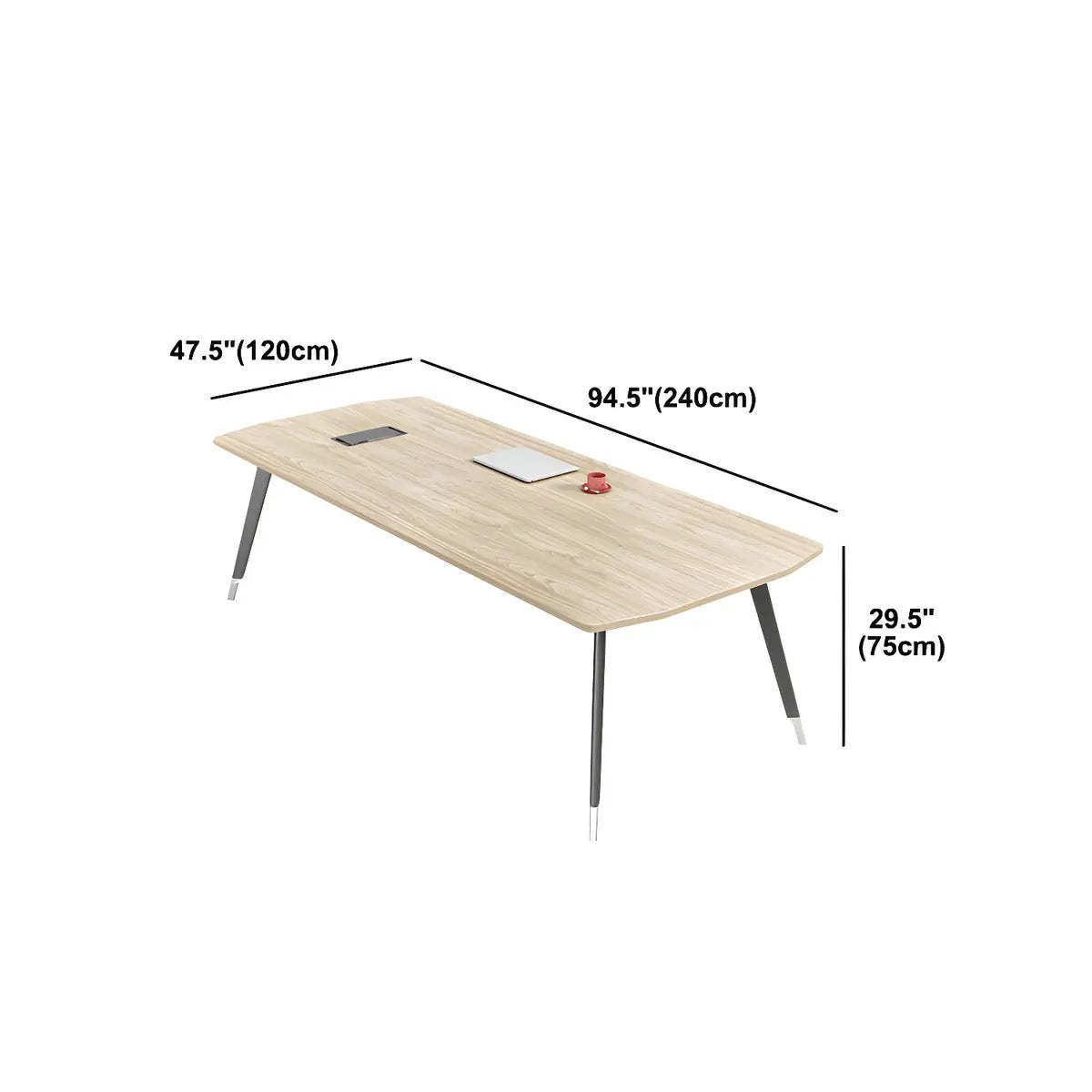 Industrial Natural Curved Conference Table for 10
