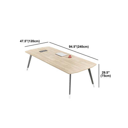 Industrial Natural Curved Conference Table for 10