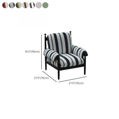 Modern Striped Brown Armrest Chair with Slipcover