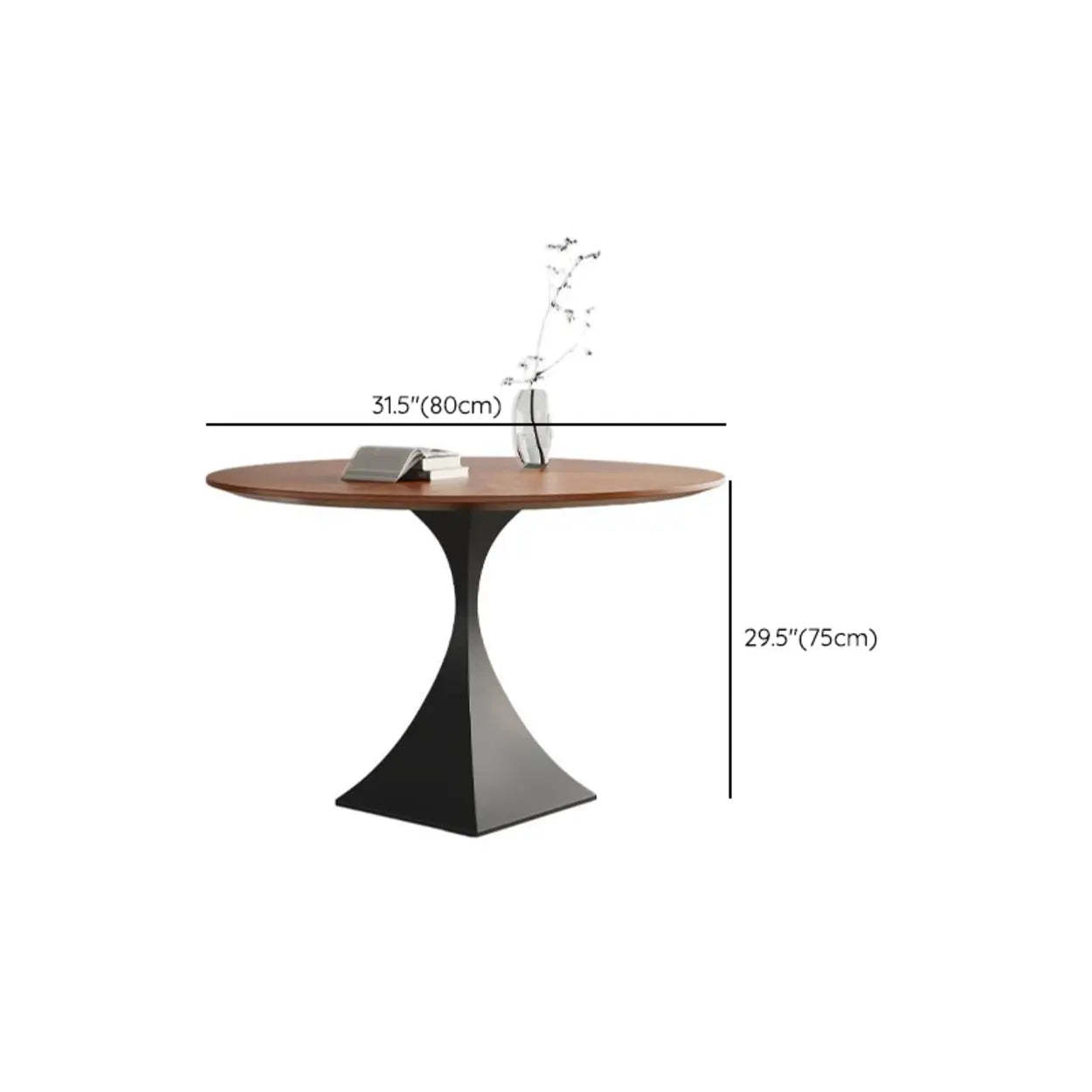 Contemporary Black Metal Wood Round Dining Table