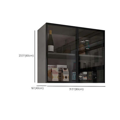 Wall-Mounted Glass Kitchen Hutch Cabinet