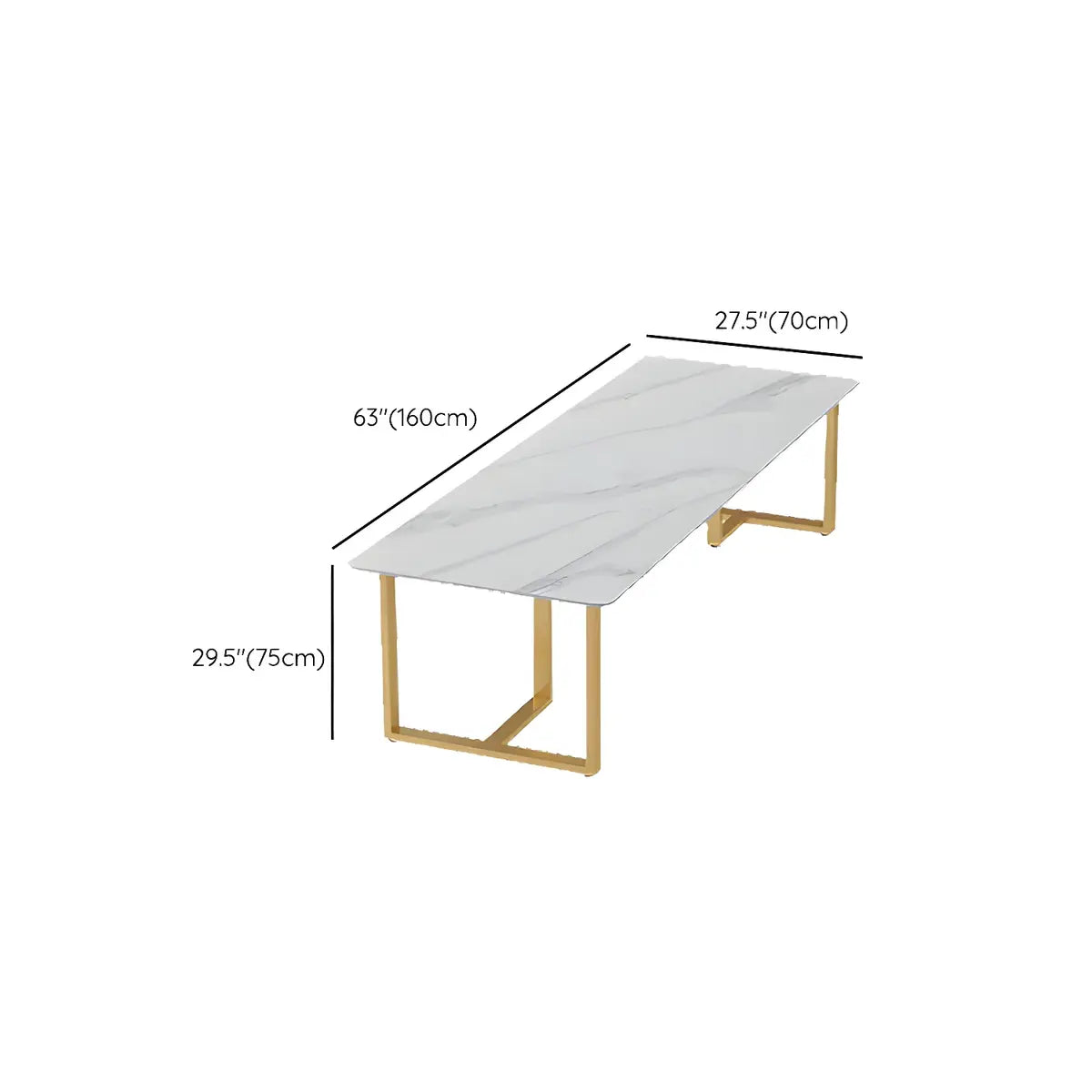 White Stone Rectangular Gold-Sled Conference Table