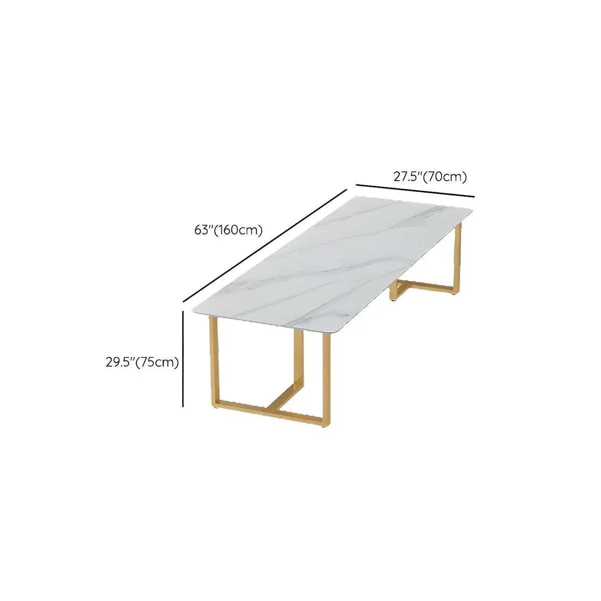 White Stone Rectangular Gold-Sled Conference Table